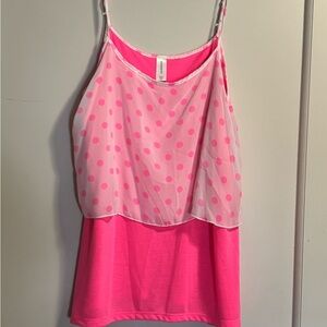 Pink Polka Dot Layered Tank Top